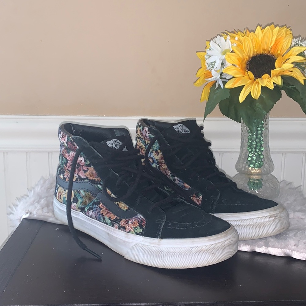 Rare Floral Embroidered Hi Top Vans